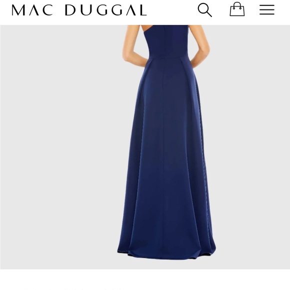 Mac Duggal - NWT - size 12 - Navy Blue One Shoulder Gown - Picture 4 of 9